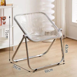 Retro Korean Style Minimalist Folding Chair – Acrylic & Metal Living Room Furniture