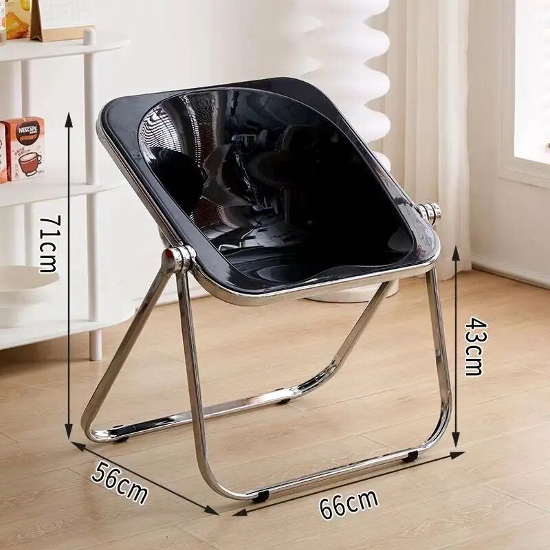 Retro Korean Style Minimalist Folding Chair – Acrylic & Metal Living Room Furniture