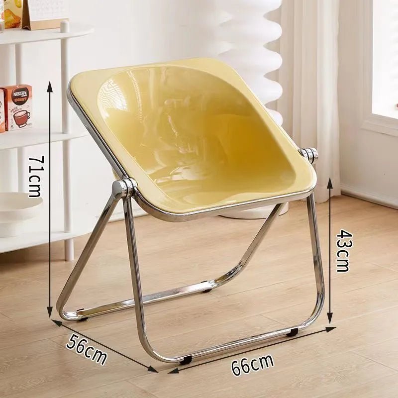 Retro Korean Style Minimalist Folding Chair – Acrylic & Metal Living Room Furniture