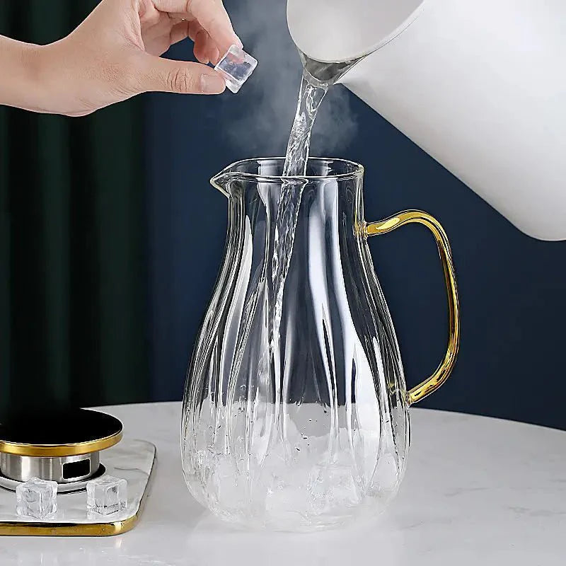 Retro Style Glass Water Jug & Matching Cups