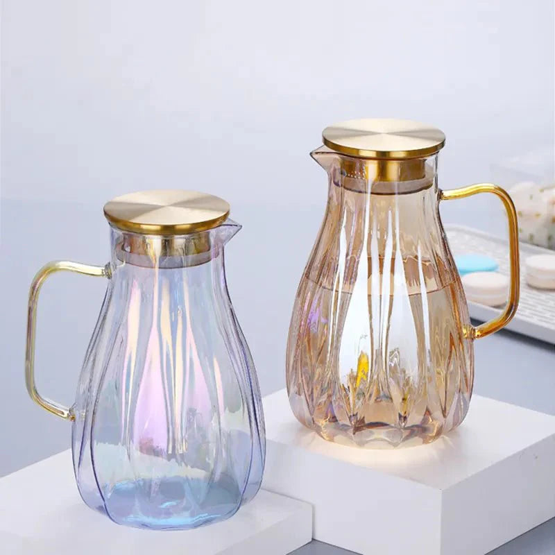 Retro Style Glass Water Jug & Matching Cups