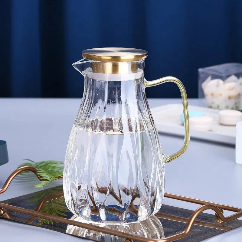 Retro Style Glass Water Jug & Matching Cups