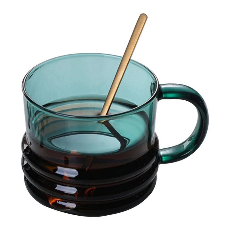 Ribbed Bottom Solid Colour Glass Mug