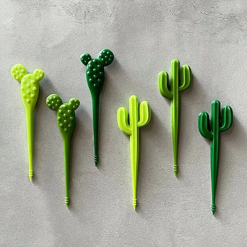 Set Of Six Green 'Cactus' Dessert Forks