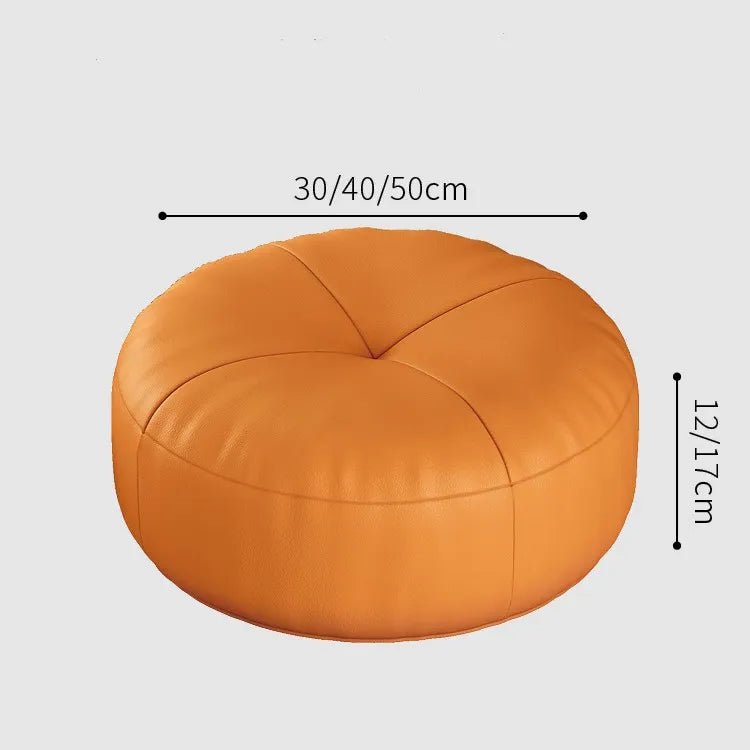 Japanese Style Nappa Leather Floor Cushion – Soft Cotton Filling, Circular Tatami Futon for Lounge & Balcony Comfort