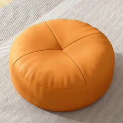 Japanese Style Nappa Leather Floor Cushion – Soft Cotton Filling, Circular Tatami Futon for Lounge & Balcony Comfort