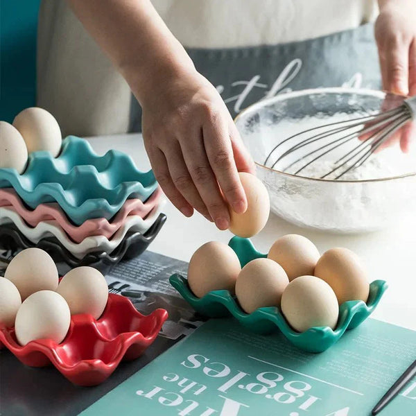 Six Grid Ceramic Egg Storage Tray