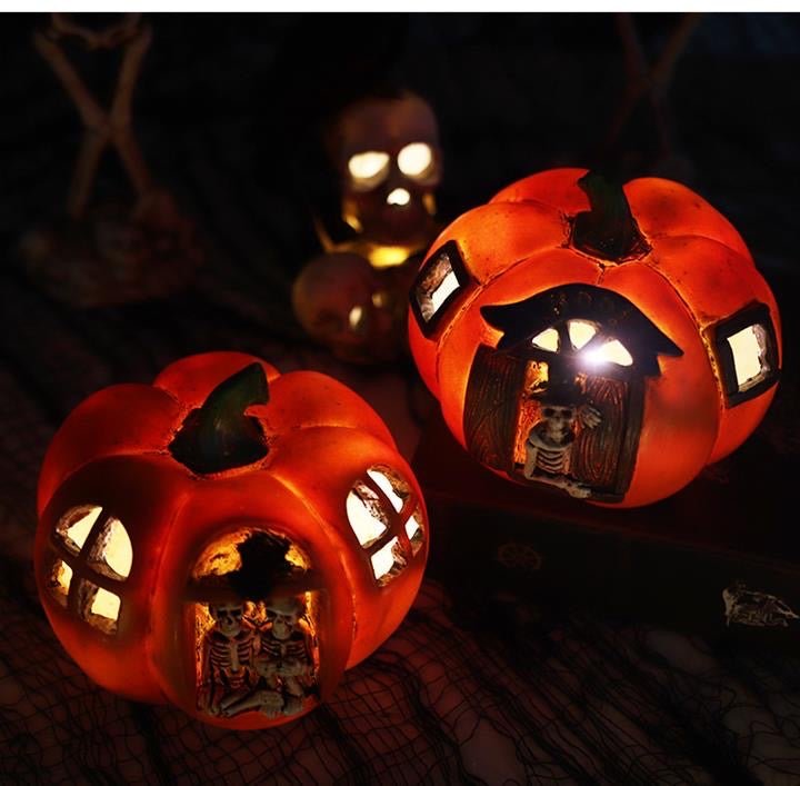 Halloween Skeletons' Pumpkin Hideout