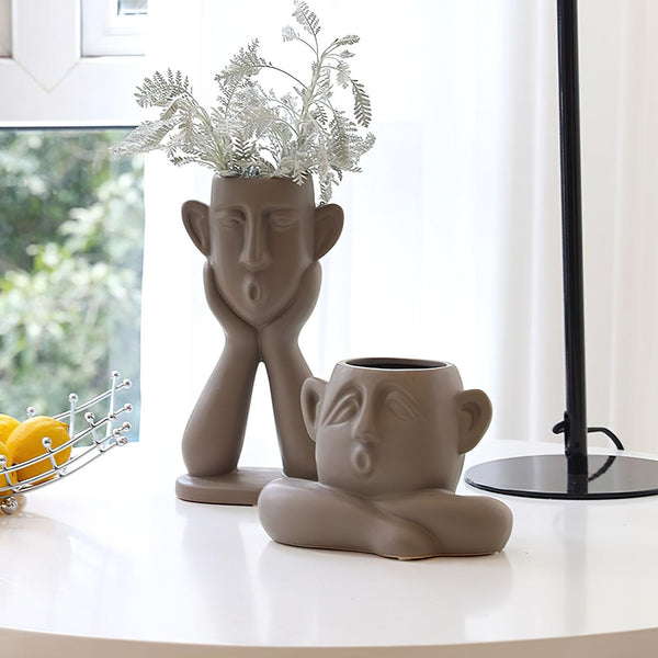 Sleepy Face Vases