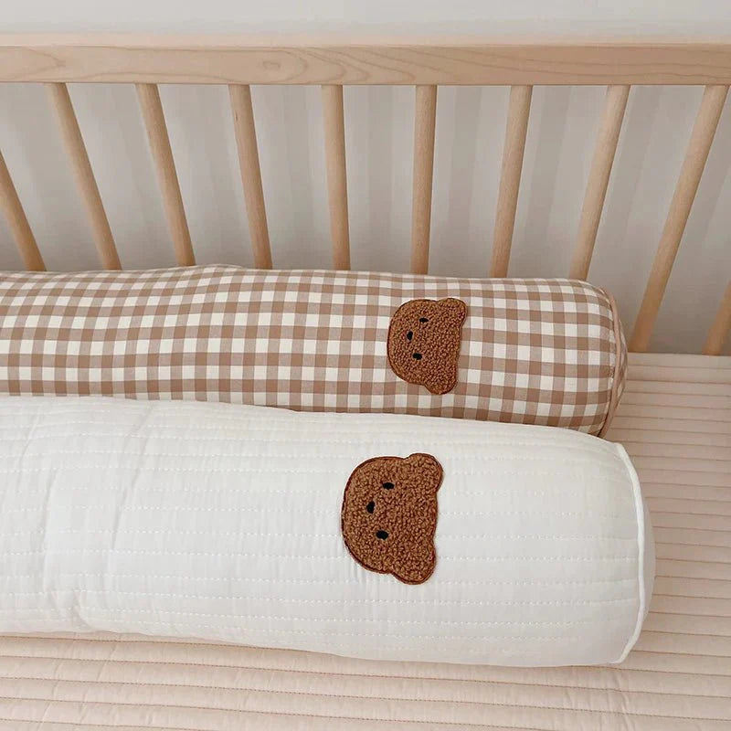 Soft Embroidered Teddy Bear Pillow - Plush Cotton Cushion for Kids & Home Decor