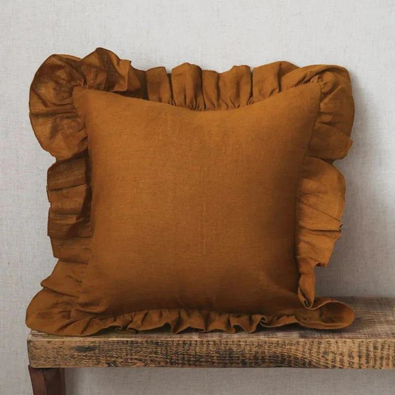 Soft Linen Ruffle Cushion Cover