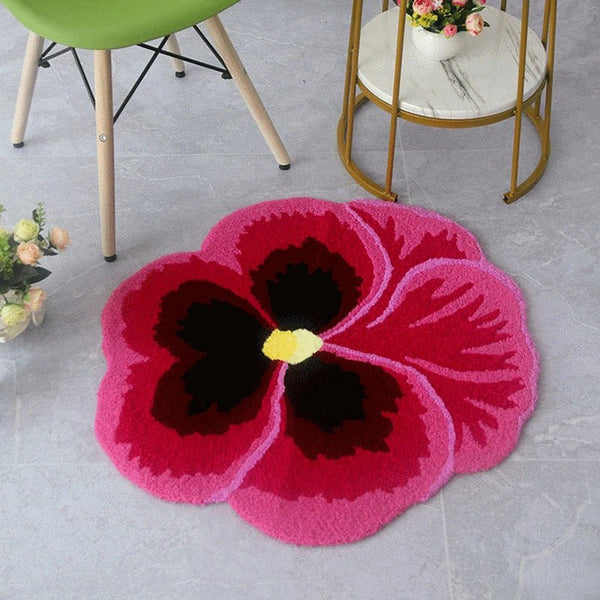 Soft Pansy Design Non Slip Bathmat