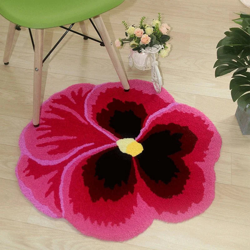 Soft Pansy Design Non Slip Bathmat