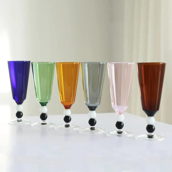 Solid Colour Beaded Stem Glass