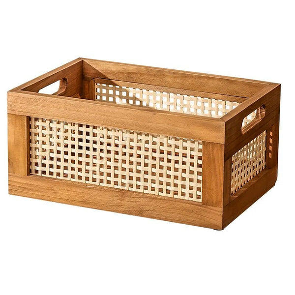 Solid Wood Rattan Storage Box