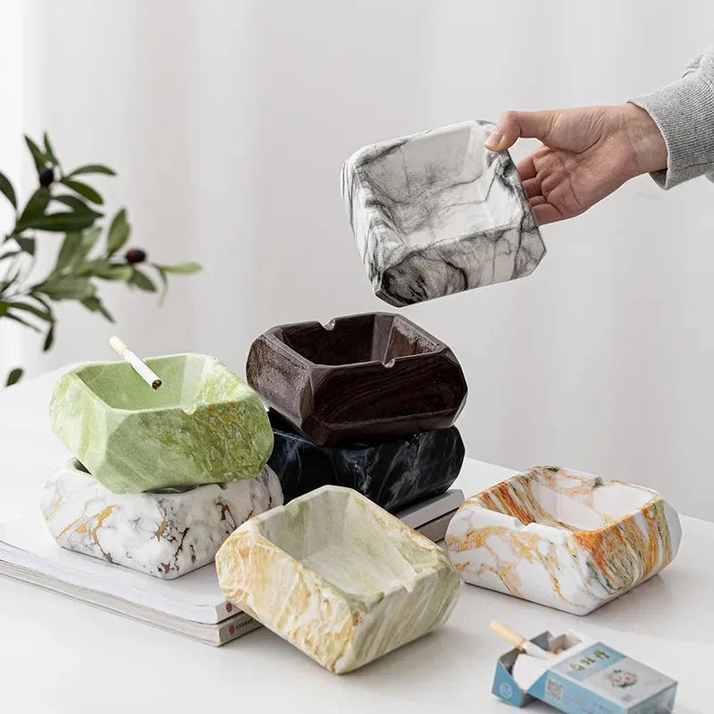 Textured Marble Effect Ceramic Ashtray