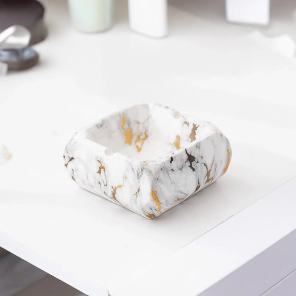 Textured Marble Effect Ceramic Ashtray