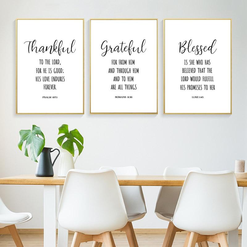 Thankful Grateful Blessed Wall Art