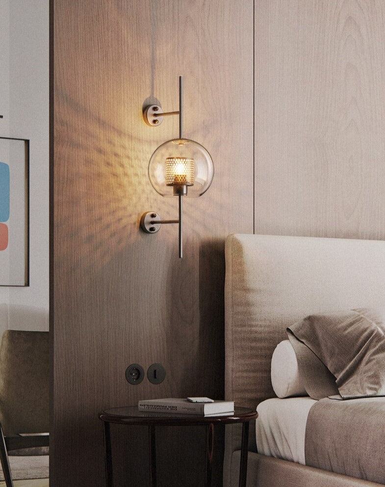 Miravique - Modern Honeycomb Brass & Glass Wall Sconce