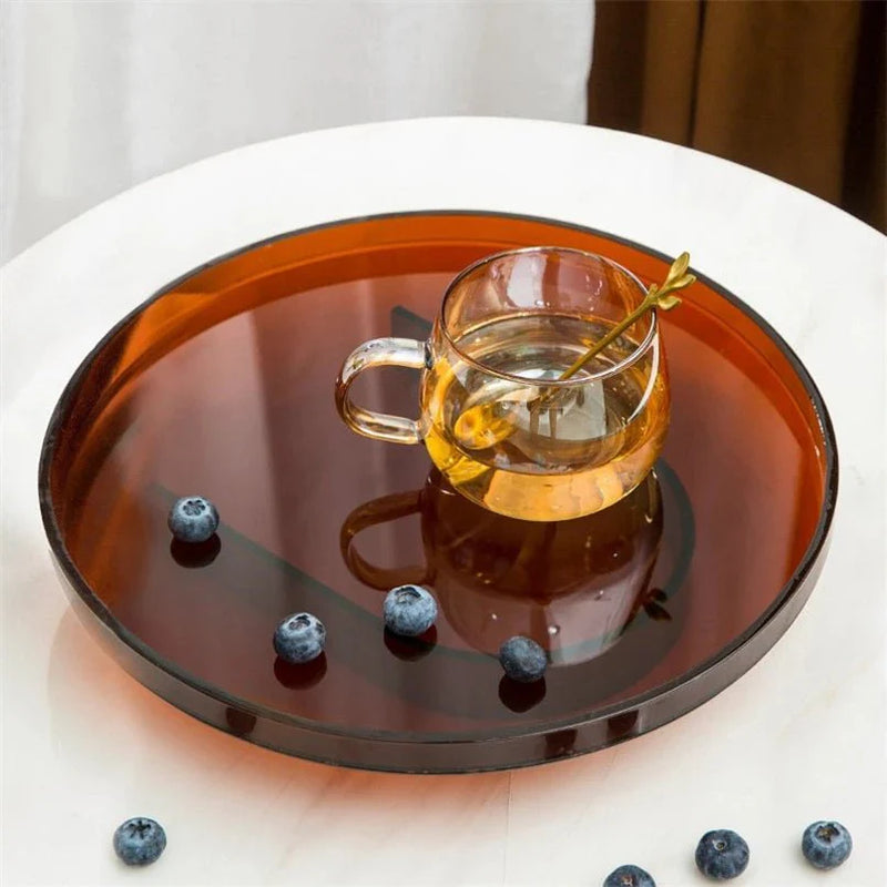 Translucent Round Acrylic Storage Tray - Vibrant Organizer for Home & Vanity