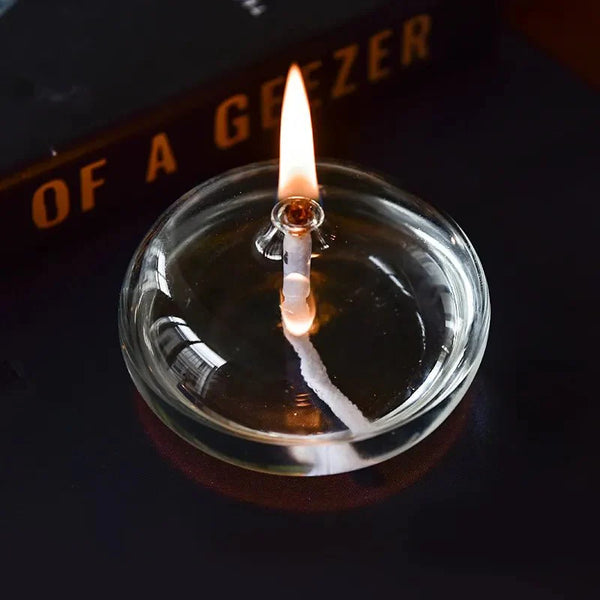 Transparent Glass Candlestick Oil Lamp