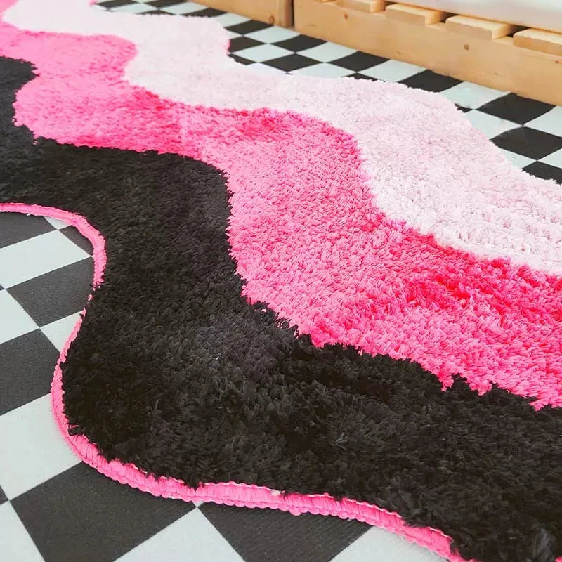 Pink Wave Tufted Runner Rug