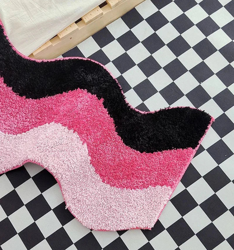 Pink Wave Tufted Runner Rug