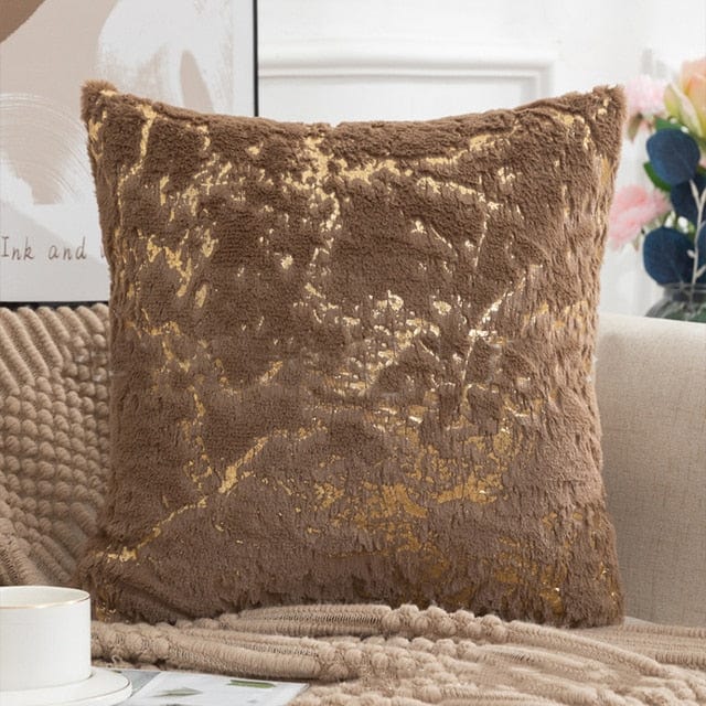 Golden Plush Pillow Cover