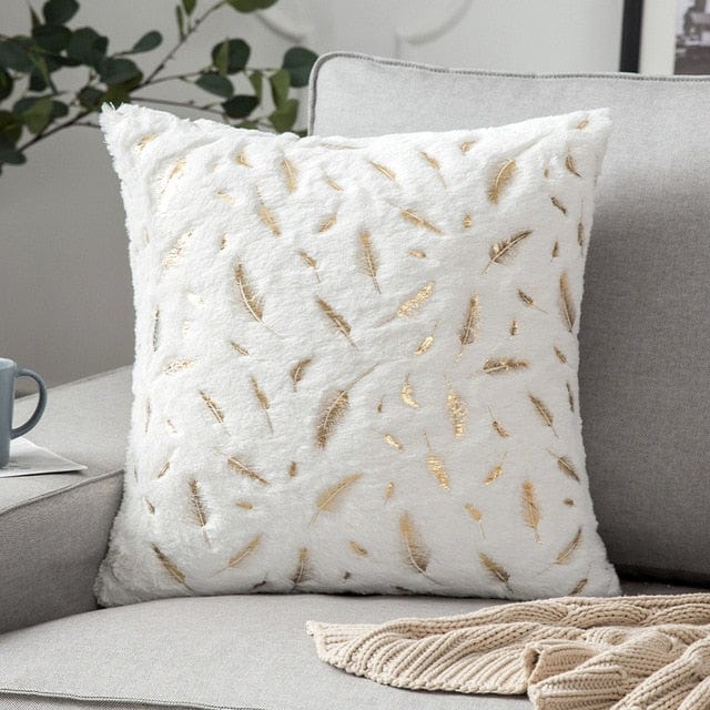 Golden Plush Pillow Cover