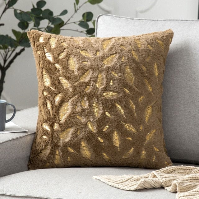 Golden Plush Pillow Cover