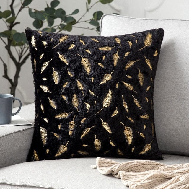 Golden Plush Pillow Cover