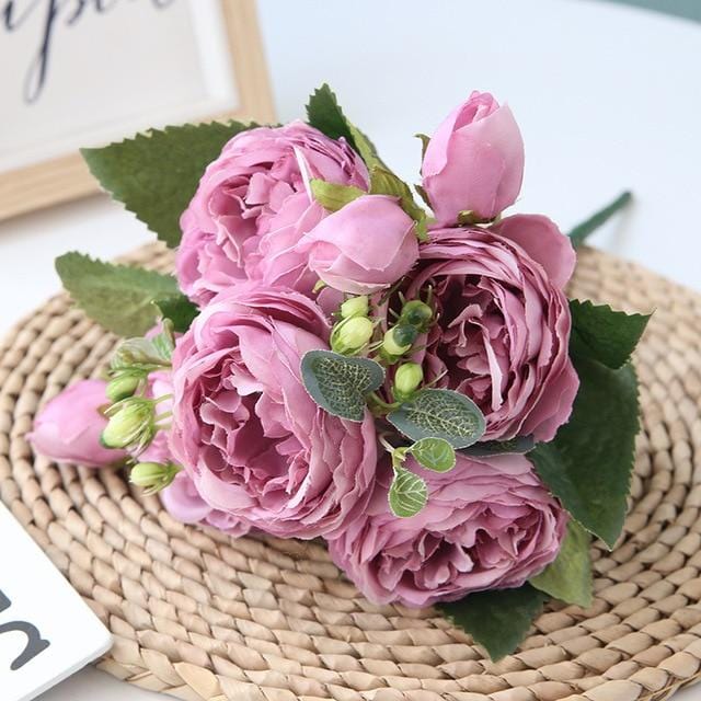 Elegant Faux Peony Flower Arrangement – Realistic Silk Peonies for Home Decor, Weddings & Events