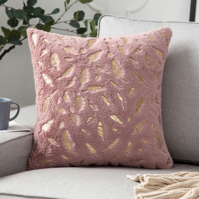 Golden Plush Pillow Cover