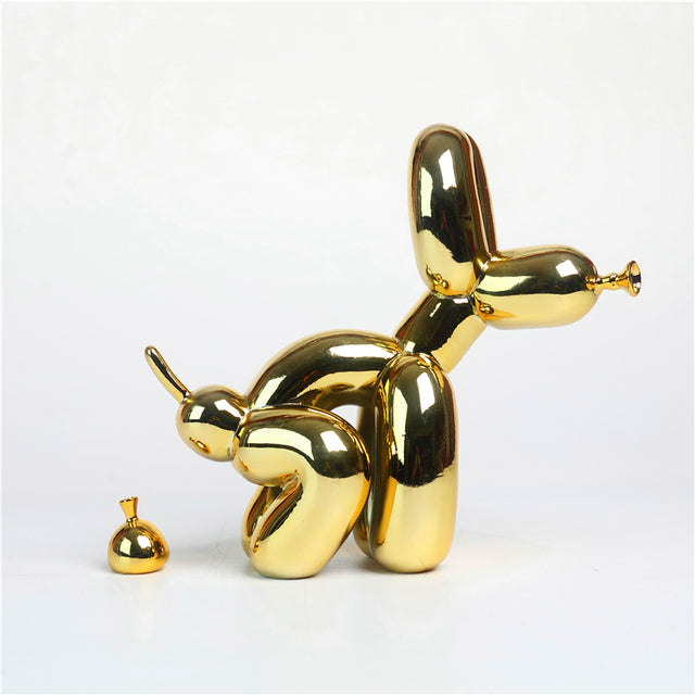 Whimsical Balloon Dog Pooping Decor - Unique Resin Art Piece