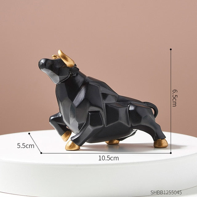 Unique Geometric Bull Figurines | Decorative Resin Art for Home & Gift