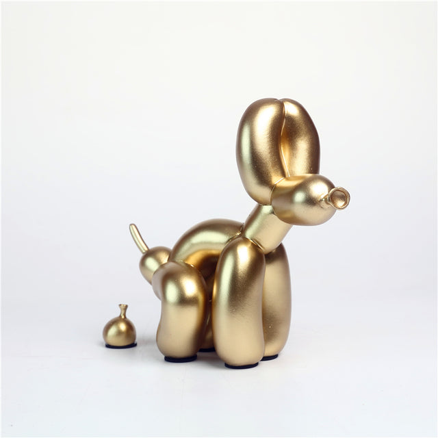 Whimsical Balloon Dog Pooping Decor - Unique Resin Art Piece