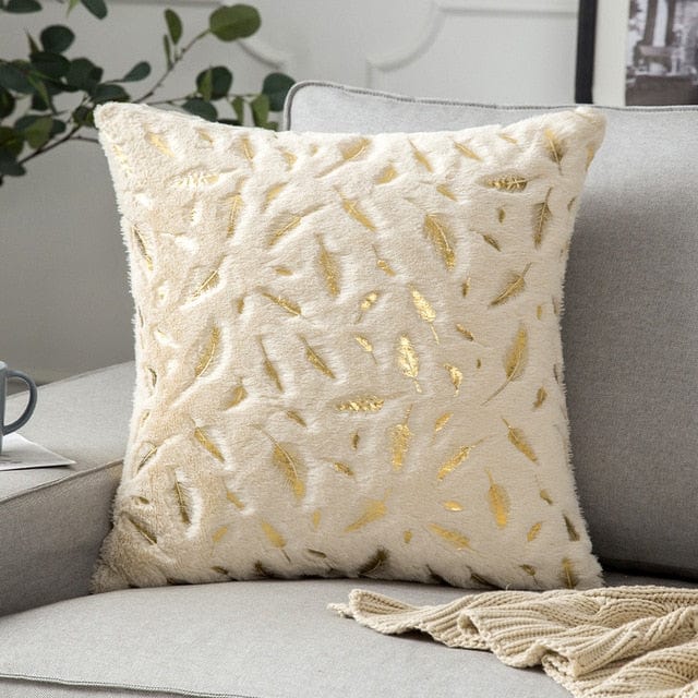 Golden Plush Pillow Cover