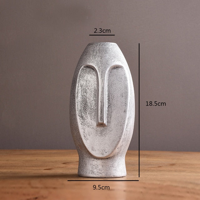 Unique Ceramic Abstract Face Vase - Modern Decorative Art for Home Decor