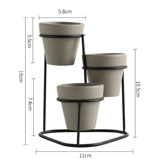 Elora - Modern 3 in 1 Pottery Planters