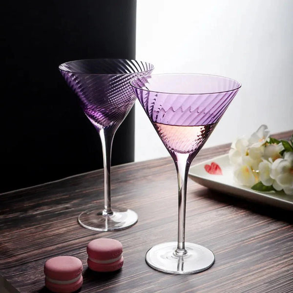 Vertical Ribbed Pattern Purple Glass