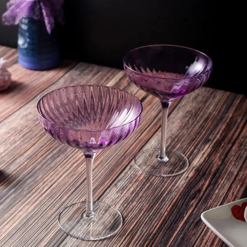 Vertical Ribbed Pattern Purple Glass