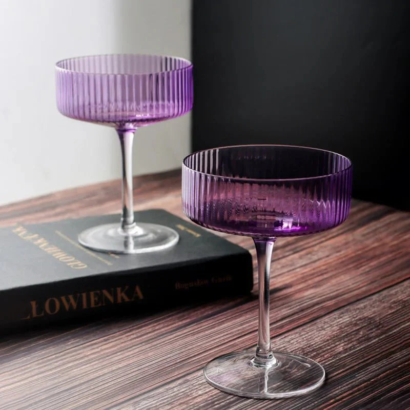 Vertical Ribbed Pattern Purple Glass