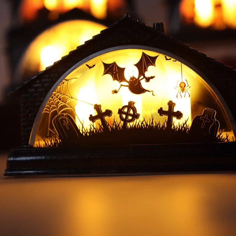 Vintage LED Halloween Glow House with Trio Candle Lights