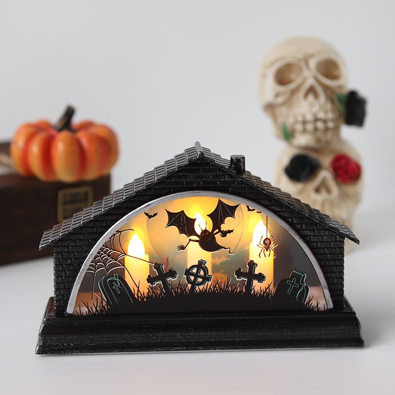 Vintage LED Halloween Glow House with Trio Candle Lights