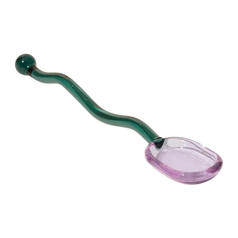 Wavey Handled Glass Milk Spoon