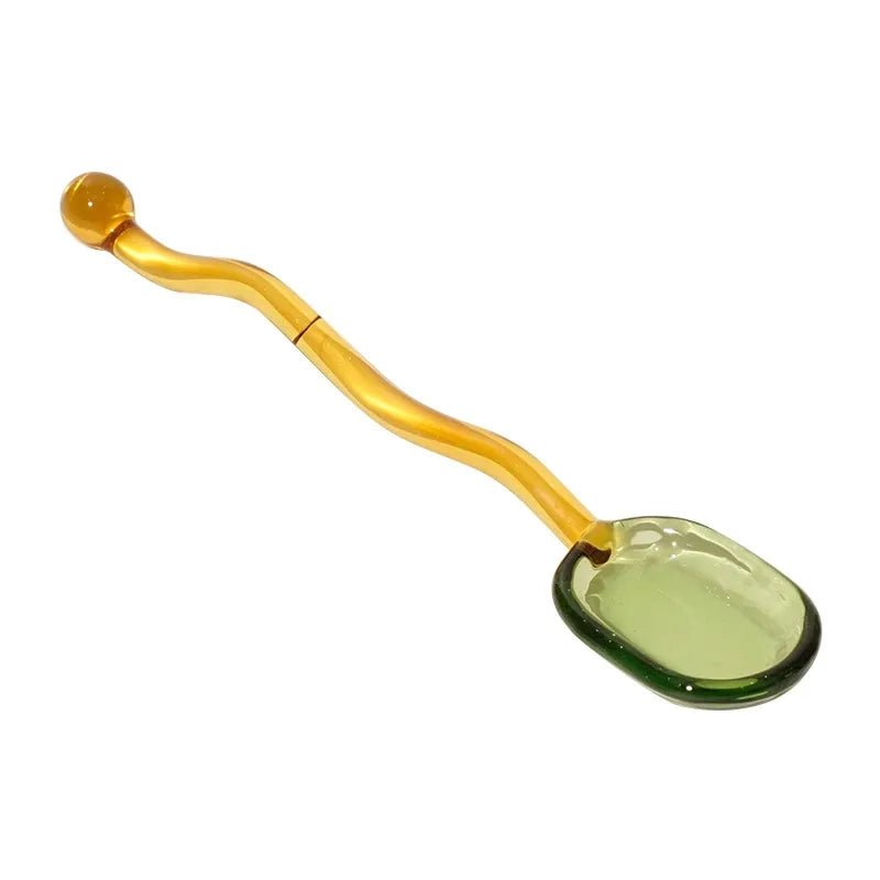 Wavey Handled Glass Milk Spoon