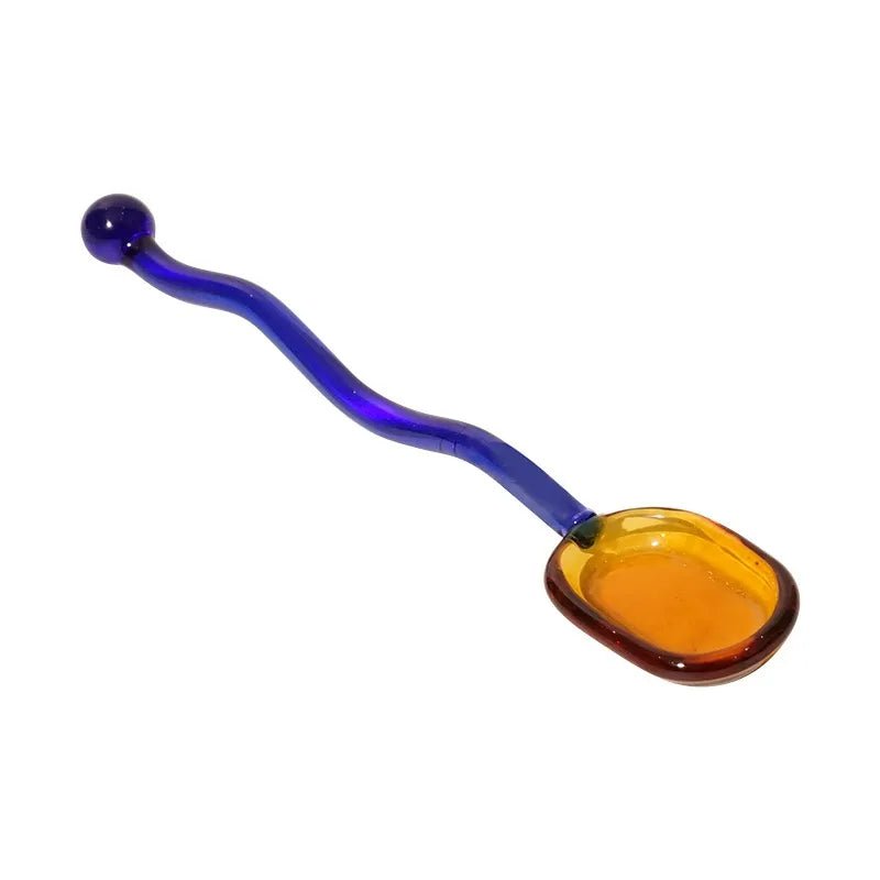 Wavey Handled Glass Milk Spoon