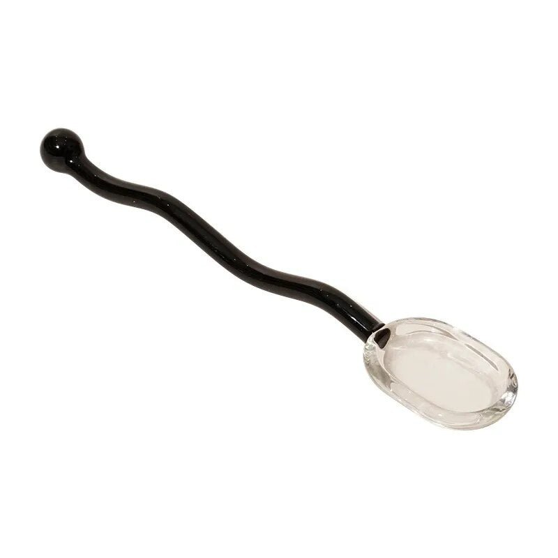 Wavey Handled Glass Milk Spoon