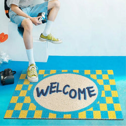 Welcome' Checkerboard Printed Doormat