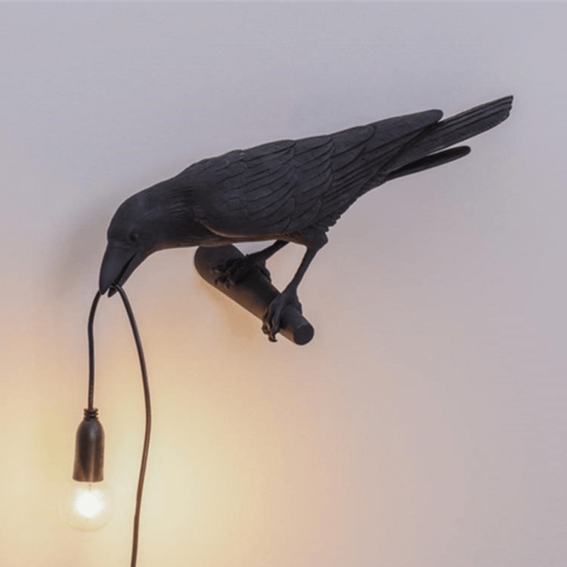 The Raven Bird Table Lamp - Artistic Resin Wall Light with Edison Bulb for Bedroom, Living Room, and Office Decor